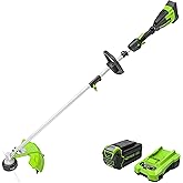 Greenworks 40V 16" Brushless Cordless String Trimmer (Attachment Capable - Gen 2), 4.0Ah Battery and Charger Included