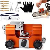 LOQOMI Chainsaw Sharpener, Lightweight Portable Manual Chain Sharpening Tool Kit with Grinding Stone, Gloves and Goggles, Fits 4-22 inch Gas and Electric Chainsaws for Gardening and Woodworking