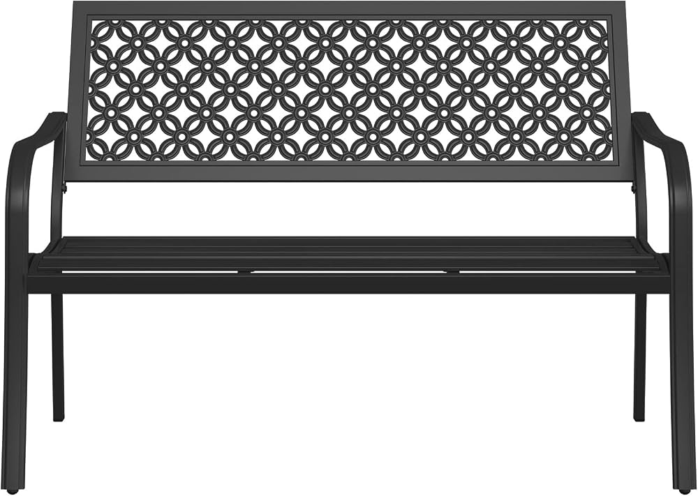 Grand patio Outdoor 2-3 Seater Garden Bench Rust Resistant Black