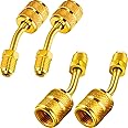 Chinco 4 Pcs R410a Adapter for Mini Split Charging Adapter Vacuum Port with Thimble 5/16 Inch Female Quick Coupler to 1/4 Inch Male Flare for Air Conditioner HVAC Refrigeration (45° Angle)