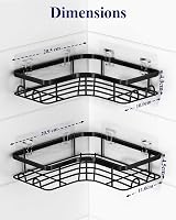 Kitsure Corner Shower Caddy 2 Pack Rustproof Organizer 20lb Adhesive Black view 4