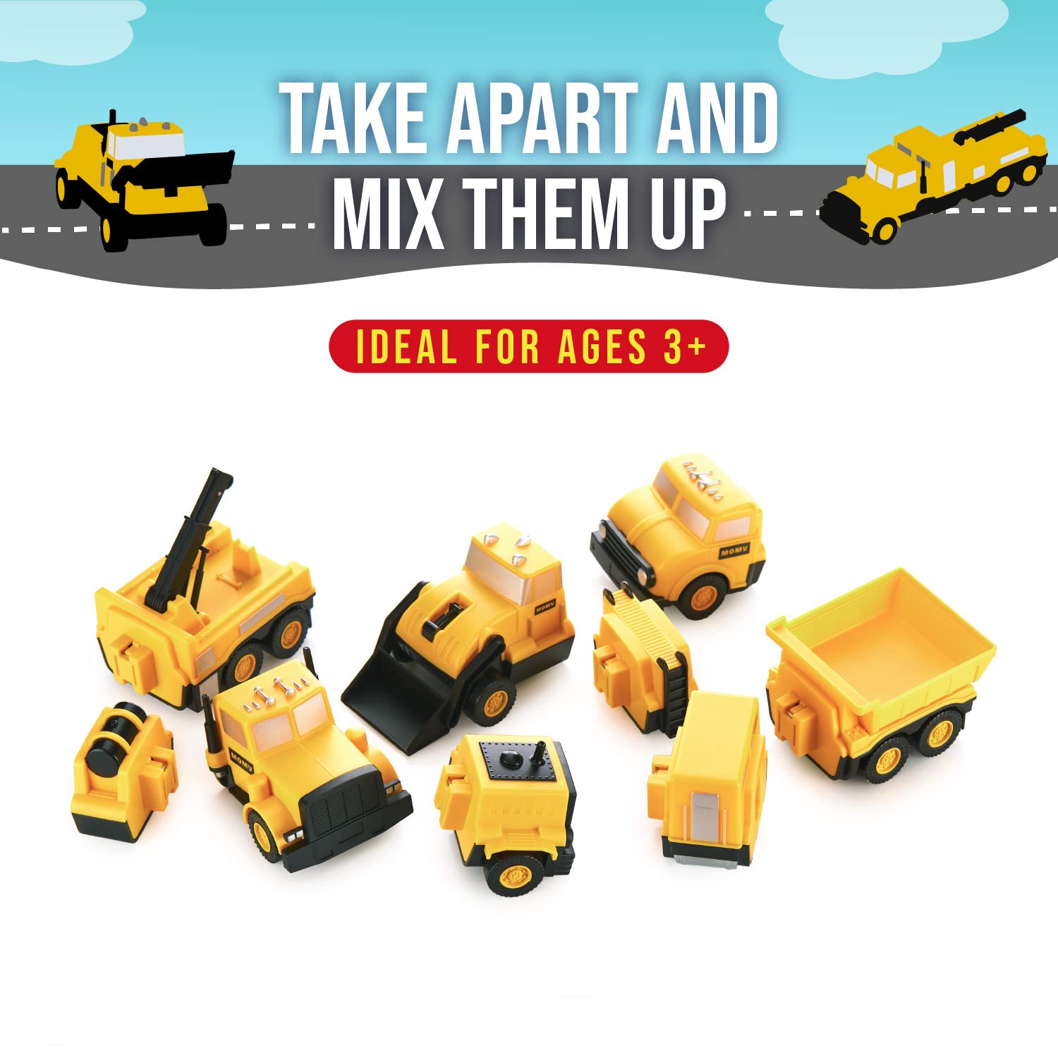 Popular Playthings Magnetic Mix or Match Construction Vehicles