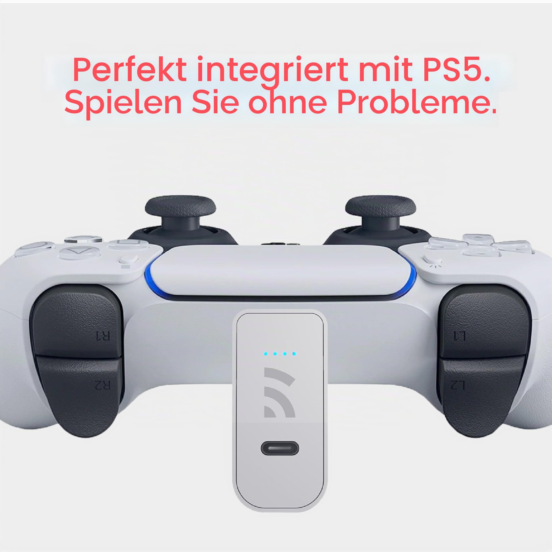 Remotto5 - PS5 Controller-Ladegerät Kabelloses, Tragbarer Akku für DualSense, Play während des Aufladens, Lange Akkulaufzeit, +12 Stunden Akkulaufzeit, PS5 Zubehör 5
