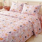 Swiftify Full Size Sheet Set for Kids, 4-Piece Bed Sheet Set for Teens Boys Girls, Cartoon Printed Bedding Set, Microfiber Deep Pocket, Wrinkle &amp; Fade Resistant, Cute Cats