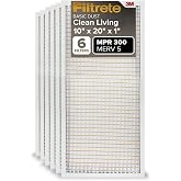 Filtrete 10x20x1 Air Filter, MERV 5, MPR 300, 6 HVAC Filters | Basic Dust &amp; Lint, 3-Month AC/Furnace Filters, Cleaner Air, Reliable Airflow, (Act. Size 9.81x19.81x0.81 in)
