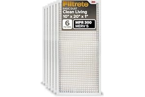 Filtrete 10x20x1 Air Filter MERV 5, 6-Pack AC Furnace Filters for Home HVAC, MPR 300 Basic Dust Defense, Removes Lint & Household Dust, 3-Month Pleated Electrostatic (Actual Size 9.81x19.81x0.81 in)
