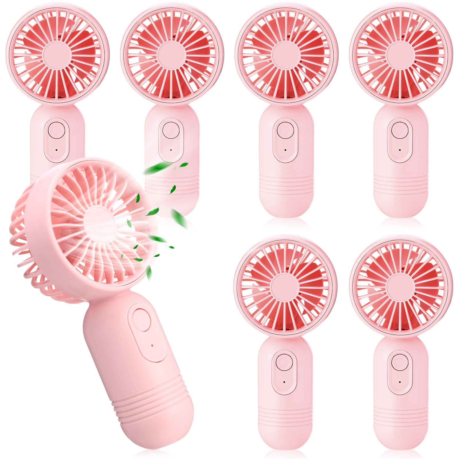 Photo 1 of Rossesay Mini Portable Fan Bulk Cute Handheld Lightweight Small Little Personal Hand Eyelash Fan 3 Speeds USB Rechargeable for Women Men Indoor Outdoor Makeup Travel Camping (Pink, 6 Pcs)