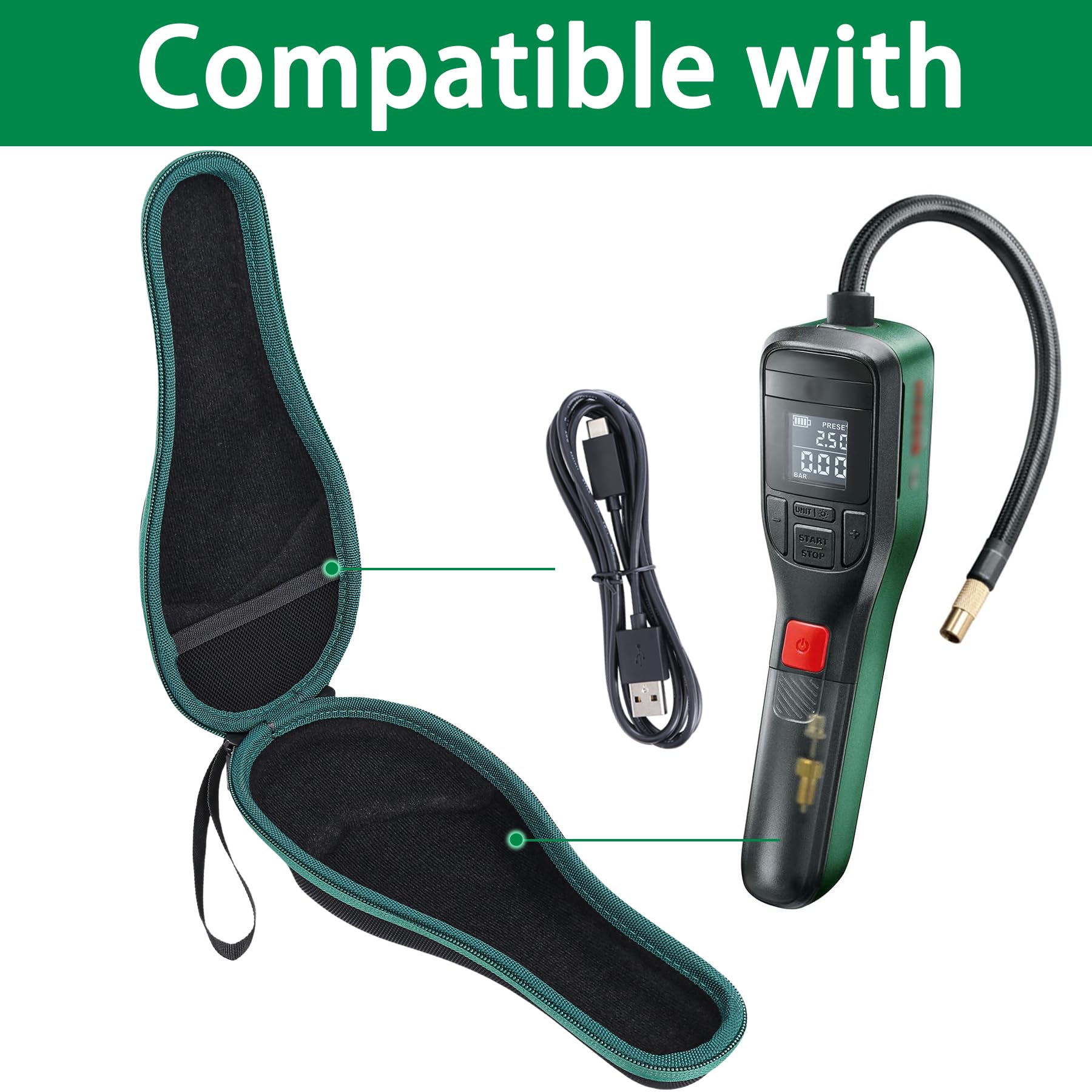co2CREA Harte Tasche für Bosch Fahrradpumpe Luftpumpe Mini Kompressor EasyPump, Nur hülle(Schwarz) 3