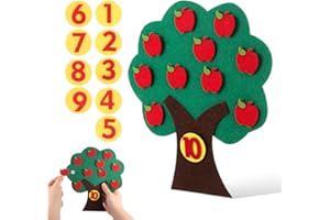 TOYANDONA Felt Number Tree: 1-10 Learning Number Games Felt Apple Tree Counting Toys for Kids Toddlers Preschoolers Home Clas