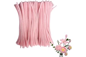 WNYBRIO 300pcs Bulk Pink Pipe Cleaners Chenille Stems - Soft Craft Supplies for DIY, Flowers, Art, Sensory Play (0.24x12 Inch/6mm x 30cm)