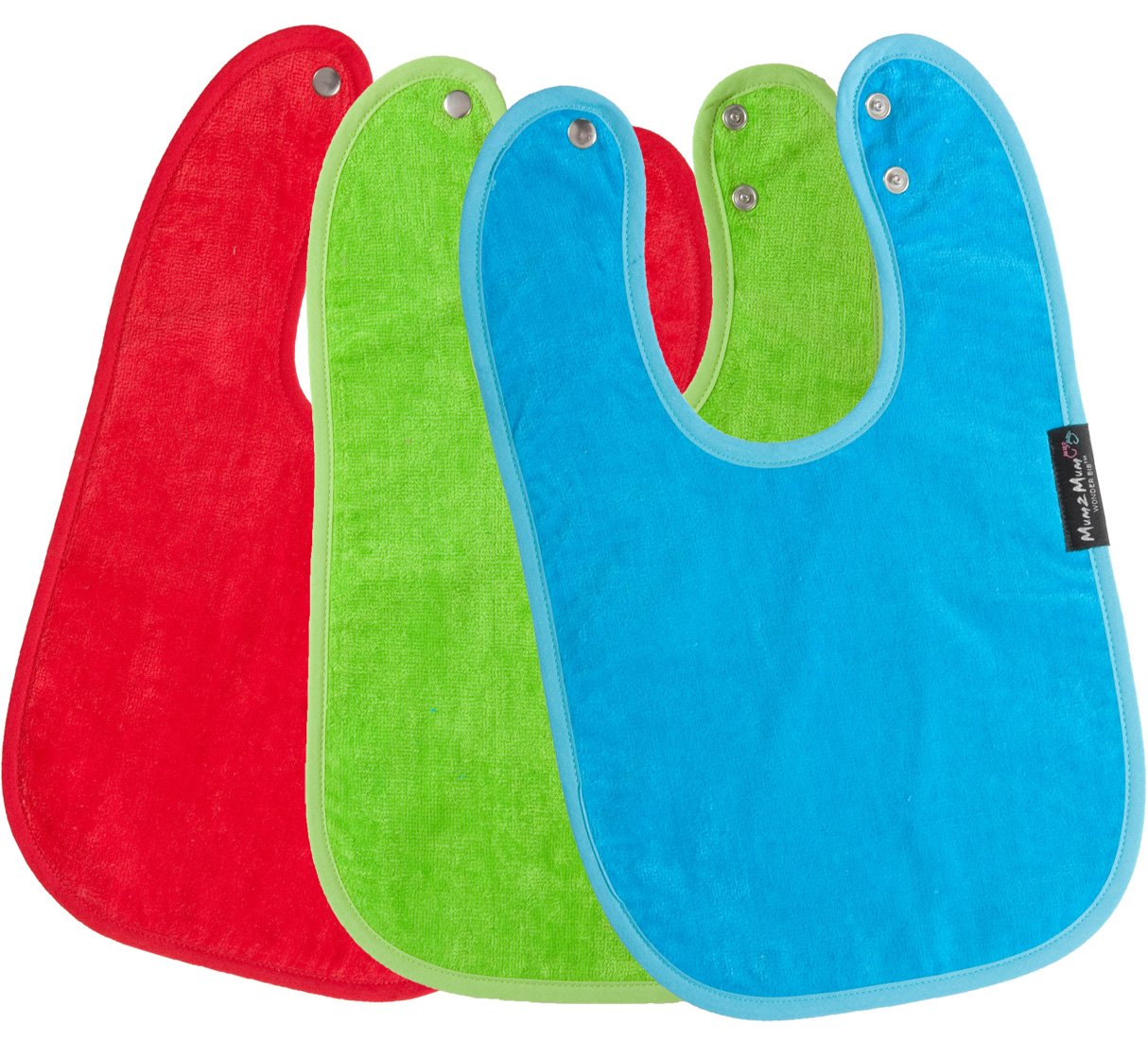 Mum2Mum Standard Wonder Bib Multipack in Red/Lime/Teal