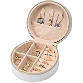 Dajasan Velvet Travel Jewelry Boxes, Small Travel Jewelry Case, Portable Travel Jewelry Organizer Box for Birthday Mother's Day Valentine's Day (Beige)