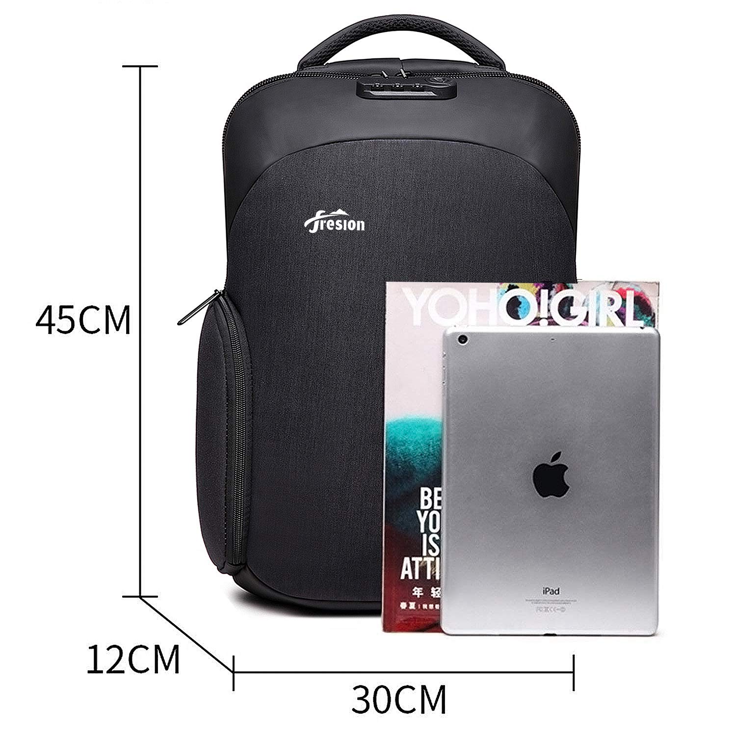 Qomolangmall Sac à Dos antivol Sac à Dos Ordinateur Portable 15.6pouces Sac Etanche imperméable Sac Recharge USB Sac à Dos pc
