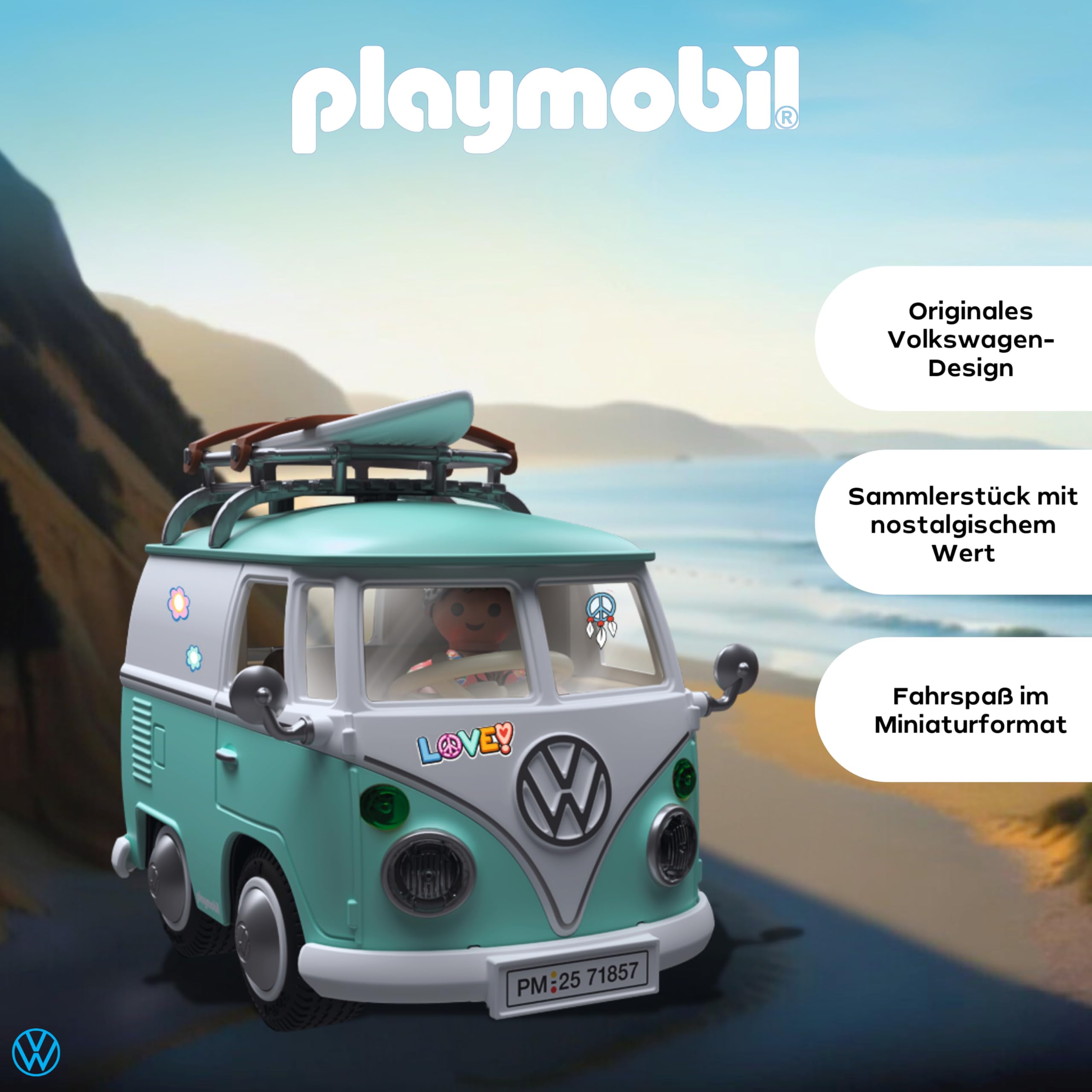 PLAYMOBIL | Collector Cars | Volkswagen T1 Camper | Modellauto für Erwachsene & Kinder | Mit Stickern zum Personalisieren Auto-Fans | Detailgetreues Design | 71857 3