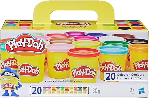 Play-Doh Super Colour Set mit 20 Dosen Modelliermasse (insgesamt 1,6 kg), Bastelset zum gemeinsamen Spielen oder als kreatives, für Kinder ab 3 Jahren