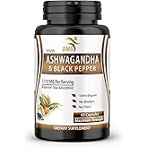 Ashwagandha Capsules with Black Pepper, Extra Strength – Natural Energy and Mood Support, Focus and Stress Support Supplement, 60 Capsules