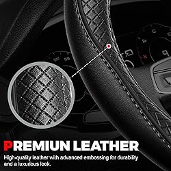 Ouzorp Car Steering Wheel Cover, Microfiber Leather