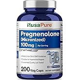 NusaPure Pregnenolone (Micronized) 100 mg Per Serving 200 Veg Caps Dietary Supplement Vegan, Non-GMO