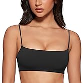 INGIA Women's Square Neck Sports Bra Spaghetti Strap Padded Cami Yoga Wireless Square Back Workout Bra Crop Top