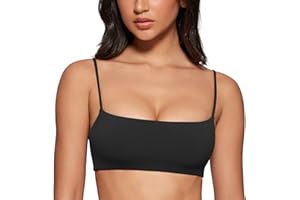 INGIA Women's Square Neck Sports Bra Spaghetti Strap Padded Cami Yoga Wireless Square Back Workout Bra Crop Top