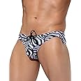 Arjen Kroos Men's Sexy Printed Swim Briefs Tagless Bikini Pattern Swimwear with Drawstrings