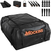 Mockins 16 Cu Ft Weatherproof No Rack Rooftop Cargo Carrier Bag 45"x34"x18" | 840D Rooftop Cargo Bag for Top of Car | Car Topper Luggage Carrier Waterproof Set w/Accessories | Vehicle Soft-Shell Carriers