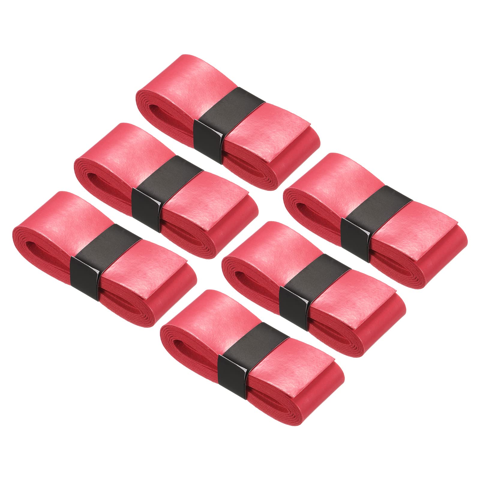 PATIKIL 43.3" Tennis Racket Grip Tape, 6 Pack PU Overgrip Stretchy Non-Slip Absorb Sweat for Badminton Fishing Rod, Red