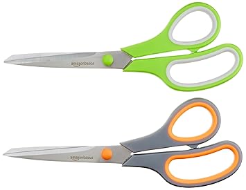 AmazonBasics Schere mit weichem Griff, 20 cm, Titan-Scherenblätter, 2 Stück