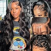 Fongly Body Wave Lace Front Wigs Human Hair 13x6 Lace Front Wigs Human Hair 200% Density 26 Inch 13x6 HD Lace Frontal HumanHair Wigs for Black Women With BabyHair