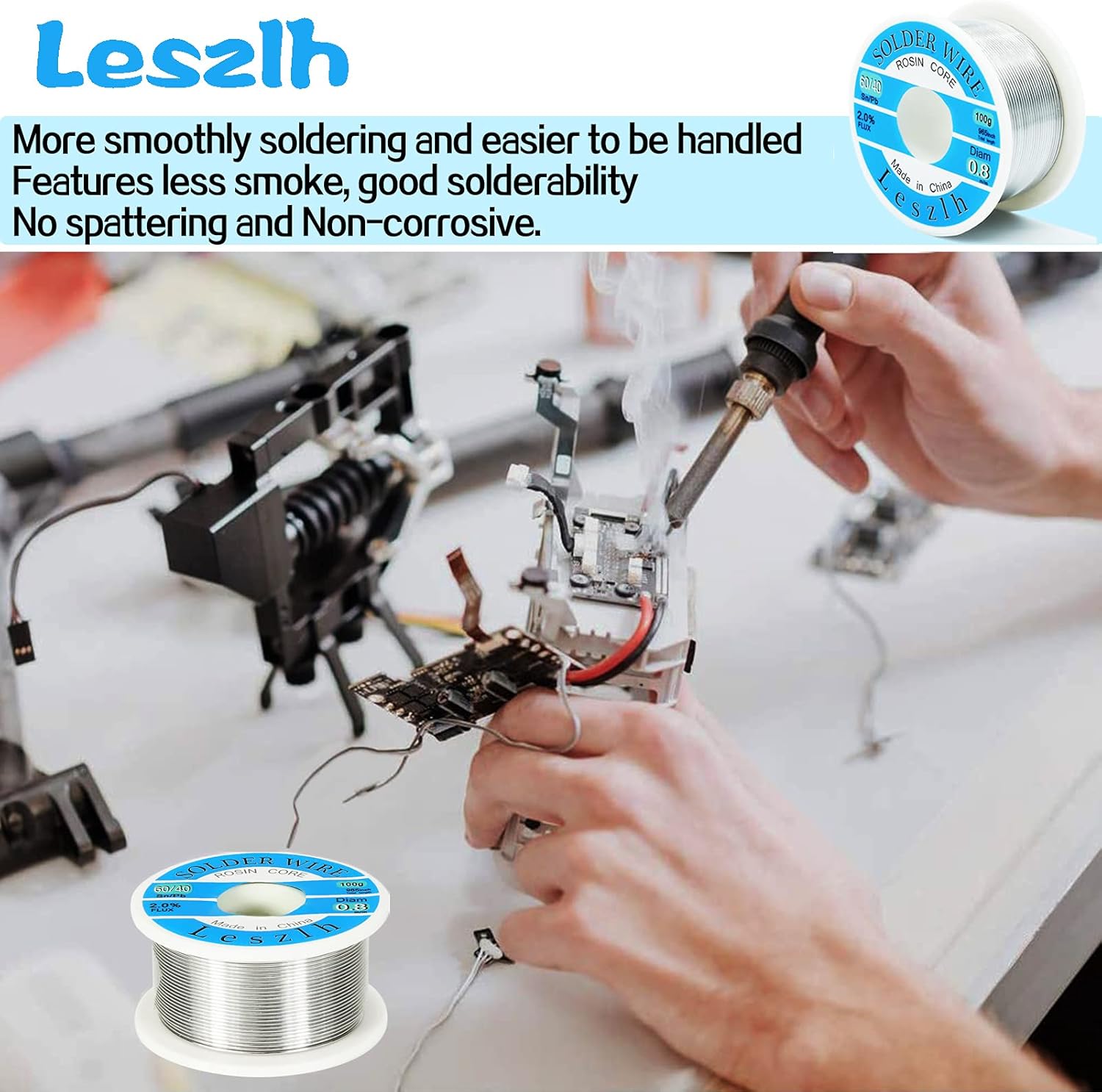 60/40 Solder Tin Lead Solder Wire with Rosin Core Solder for Electrical Soldering - 0.8mm(0.0315in) 100g (0.22lb) - - 