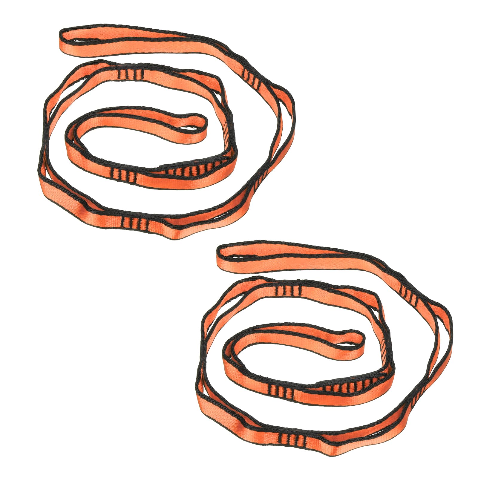 PATIKIL Daisy Chain Straps, 2 Pack Strong Climbing Strap Adjustable Nylon Chain Sling with 8 Loops for Aerial Yoga Hammock Swing, Orange