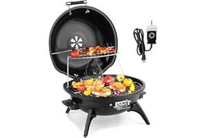 Outvita Indoor/Outdoor Electric Grill, 1600W Portable Removable Stand Grill with Double Layer Design for Countertops, BBQ, Patio & Backyard (Black)