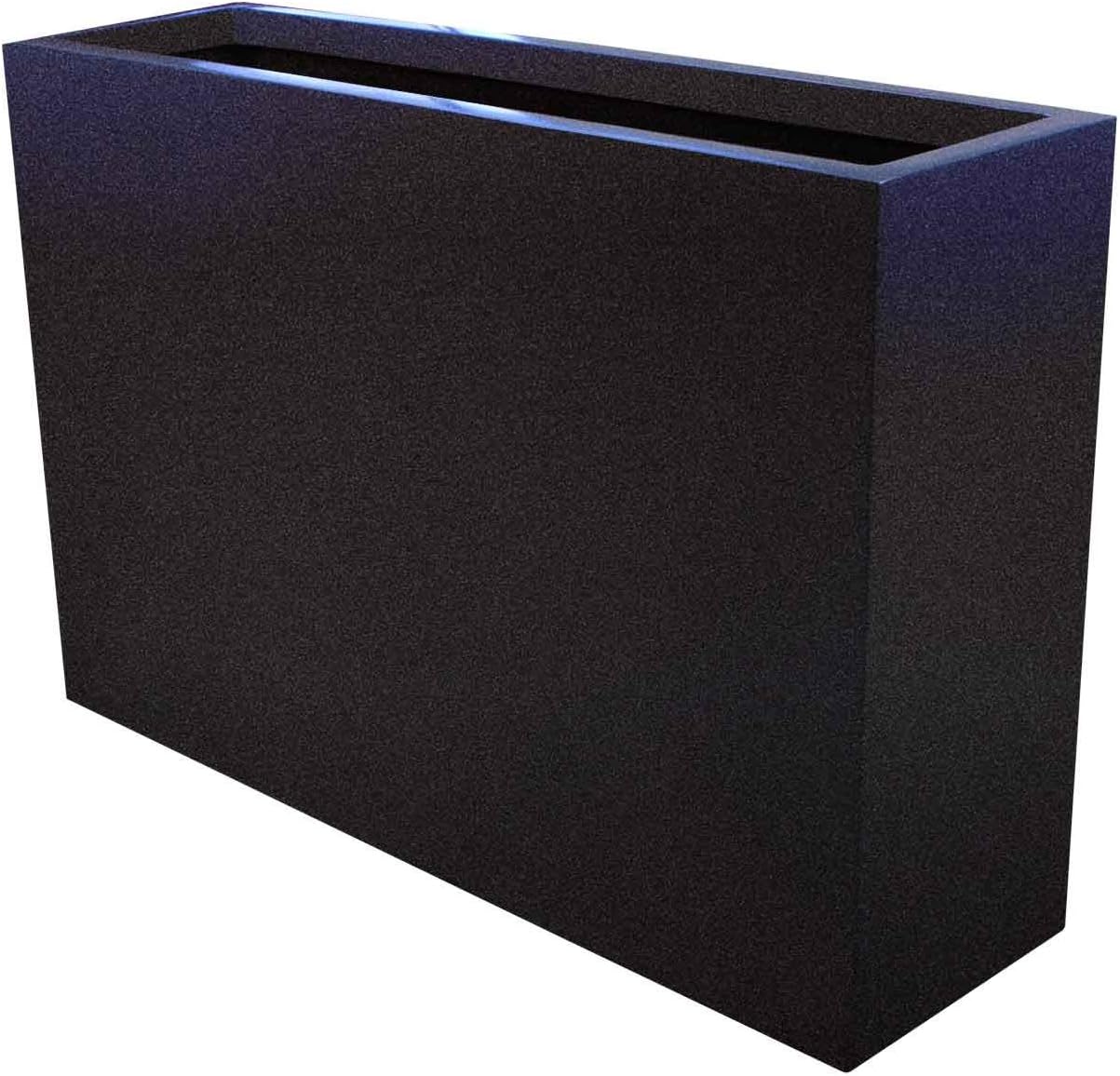 24” Long Milano Narrow Rectangular Modern Outdoor Planter Box | 10” Deep, 24” Tall | Decorative Fiberglass Flower Pot for The Garden, Patio, Home or Office - Gunmetal Metallic Finish