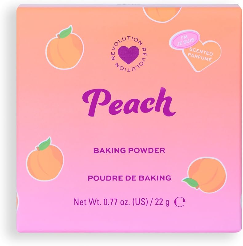 I Heart Revolution Cipria in Polvere Libera, Arricchita con Vitamine e Ingredienti Nutrienti, Effetto Morbido e Levigato, Vegana e Non Testata su Animali, 30 g, Peach