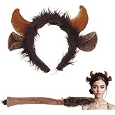 Luxtacular Bull Costume Accessories Men Women Headband Ears Costume Tail for Cosplay Halloween Christmas