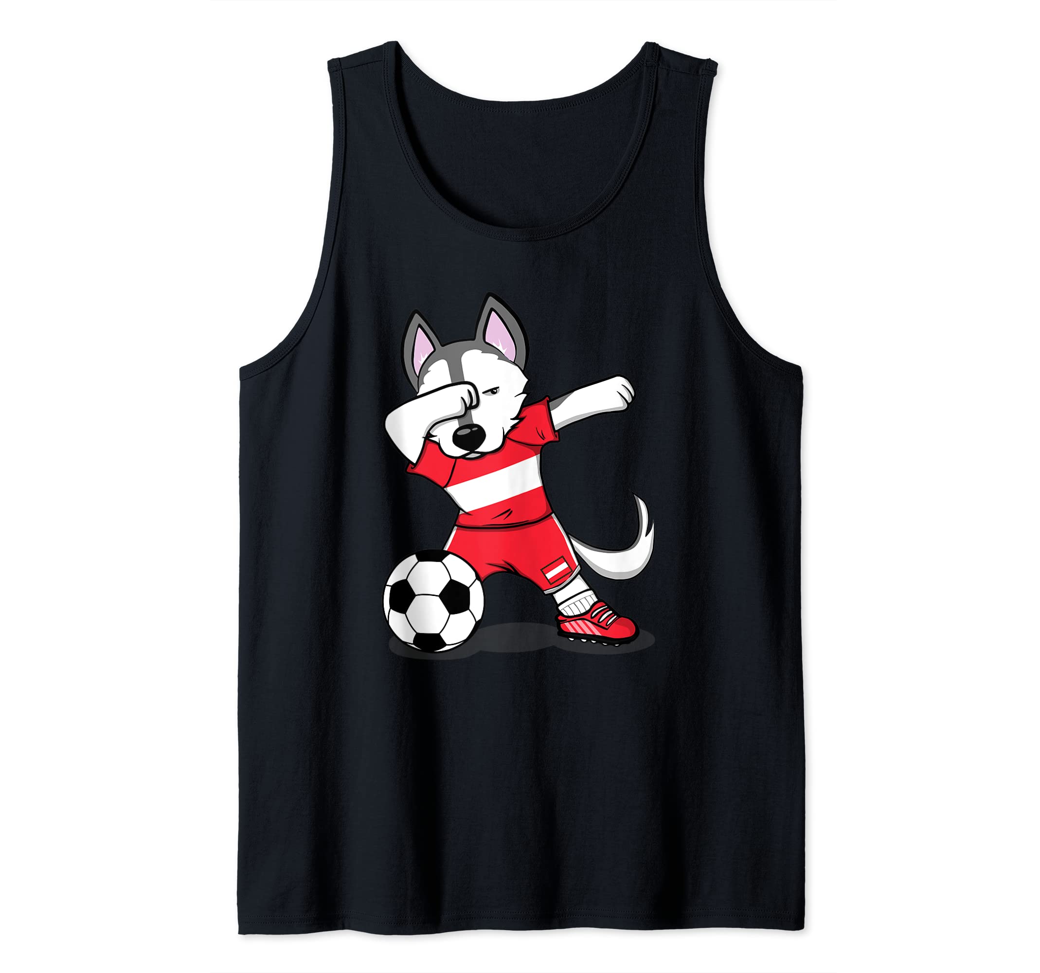 Dabbing Husky Dog Austria Soccer Fan Austrian Football Lover Tank Top