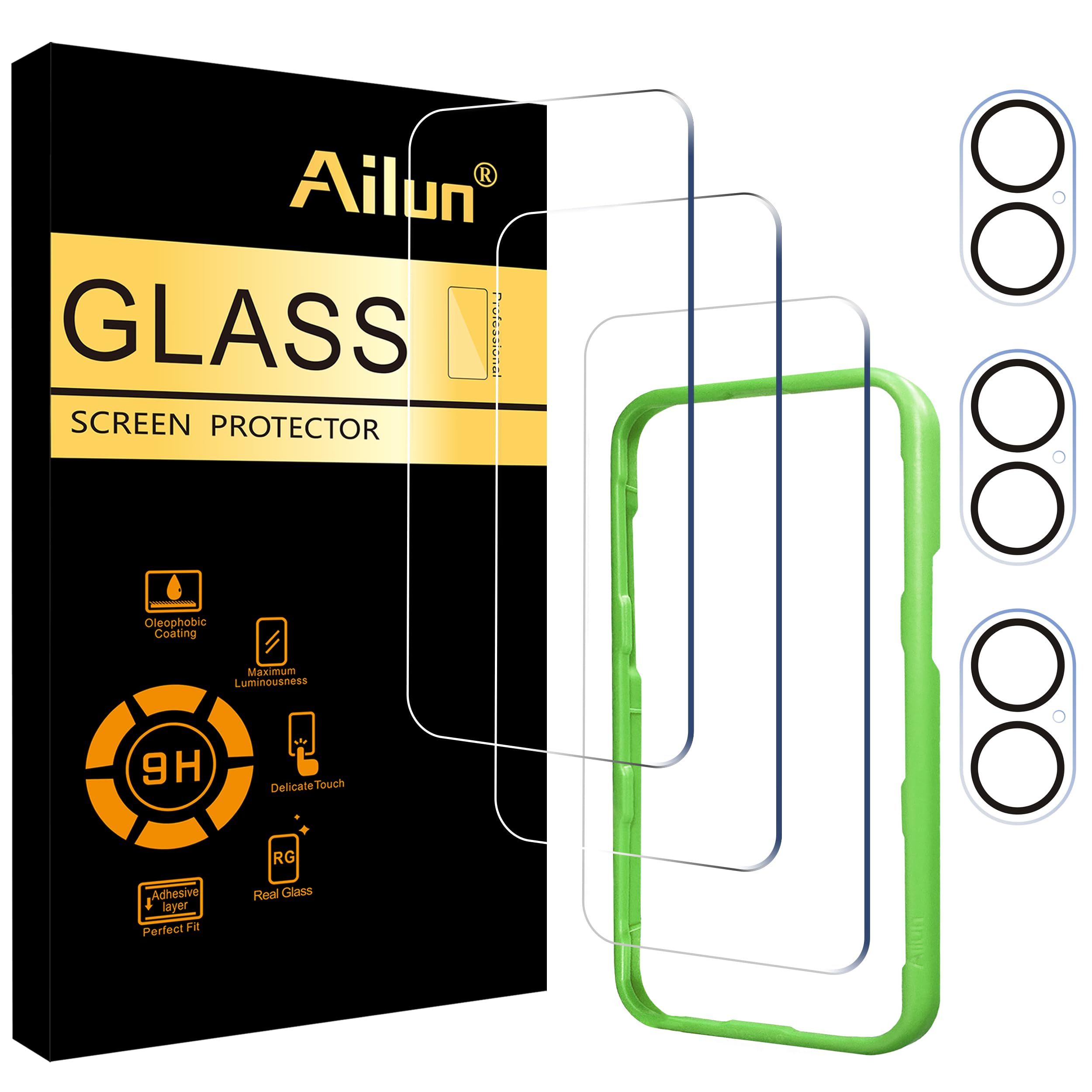Photo 1 of Ailun 3 Pack Screen Protector for iPhone 17 [6.3 inch] + 3 Pack Camera Lens Protector with Installation Frame,Sensor Protection,Dynamic Island Compatible,Case Friendly Tempered Glass Film