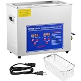 VEVOR 6L Ultrasonic Cleaner, 40kHz Ultra Sonic Parts Cleaning Machine | with Digital Timer and Heater, Efficient for Watch, Jewelry, Instruments, Industrial Parts and More, FCC/CE/RoHS Certified