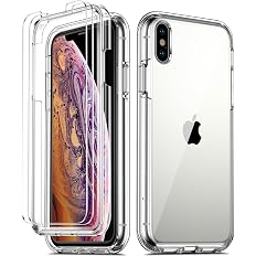 COOLQO Compatible for iPhone Xs Case and iPhone X Case with Screen Protector, Clear