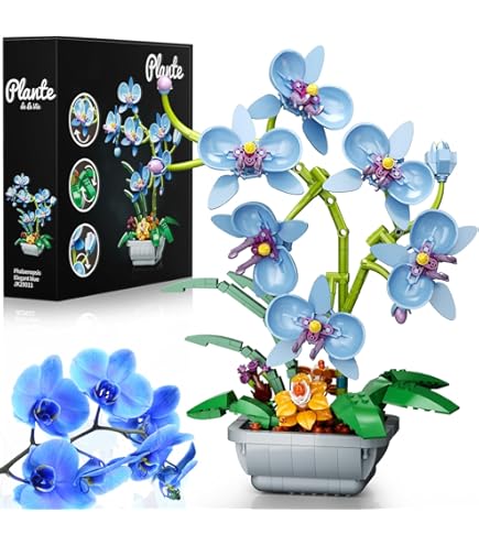 Amazon.com: iixeal Blue Orchid Flower Building Set for Adults