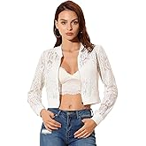 Allegra K Women's Crop Jacket Stand Collar Zip Up Sexy Sheer Gothic Lace Lightweight Baseball Jacket