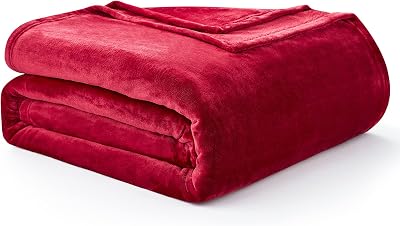 EHEYCIGA Fleece Blanket Red 220x240cm Queen Large Soft Flannel Throw