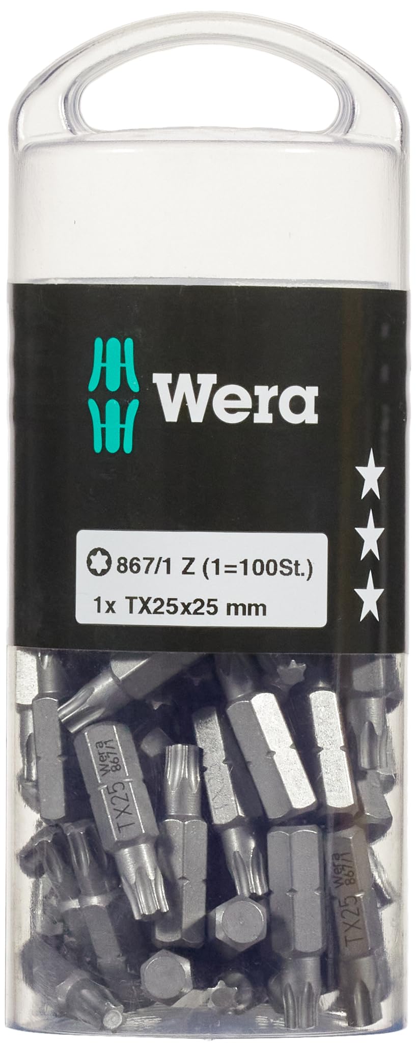 Wera 05072449001 867/1 TORX® DIY 100, TORX® Bits, TX 25 x 25 mm, 100 Pieces