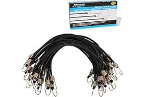 XSTRAP STANDARD 10-Inch Mini Bungee Cords 20 Pieces Rubber Stretchy Bungee Cords with Steel Hooks for Tarp Covers, Canvas Can