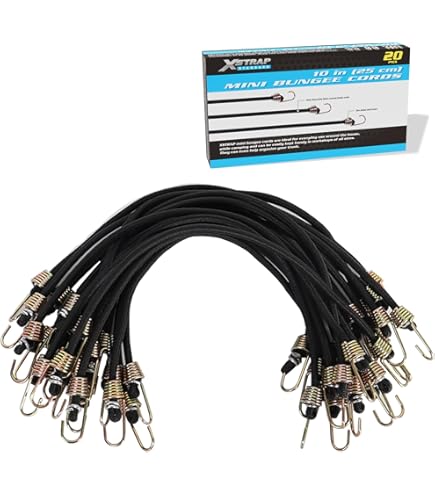 thumbnail image 2 of Heavy Duty Bungee Cords With Steel Hooks - Adjustable 60" Inches Long, Woven Polyester Thick Strap, Luggage Rope For Securing Home Stuff On Rack, Hand Cart, Bikes - By RamPro 2 of 9