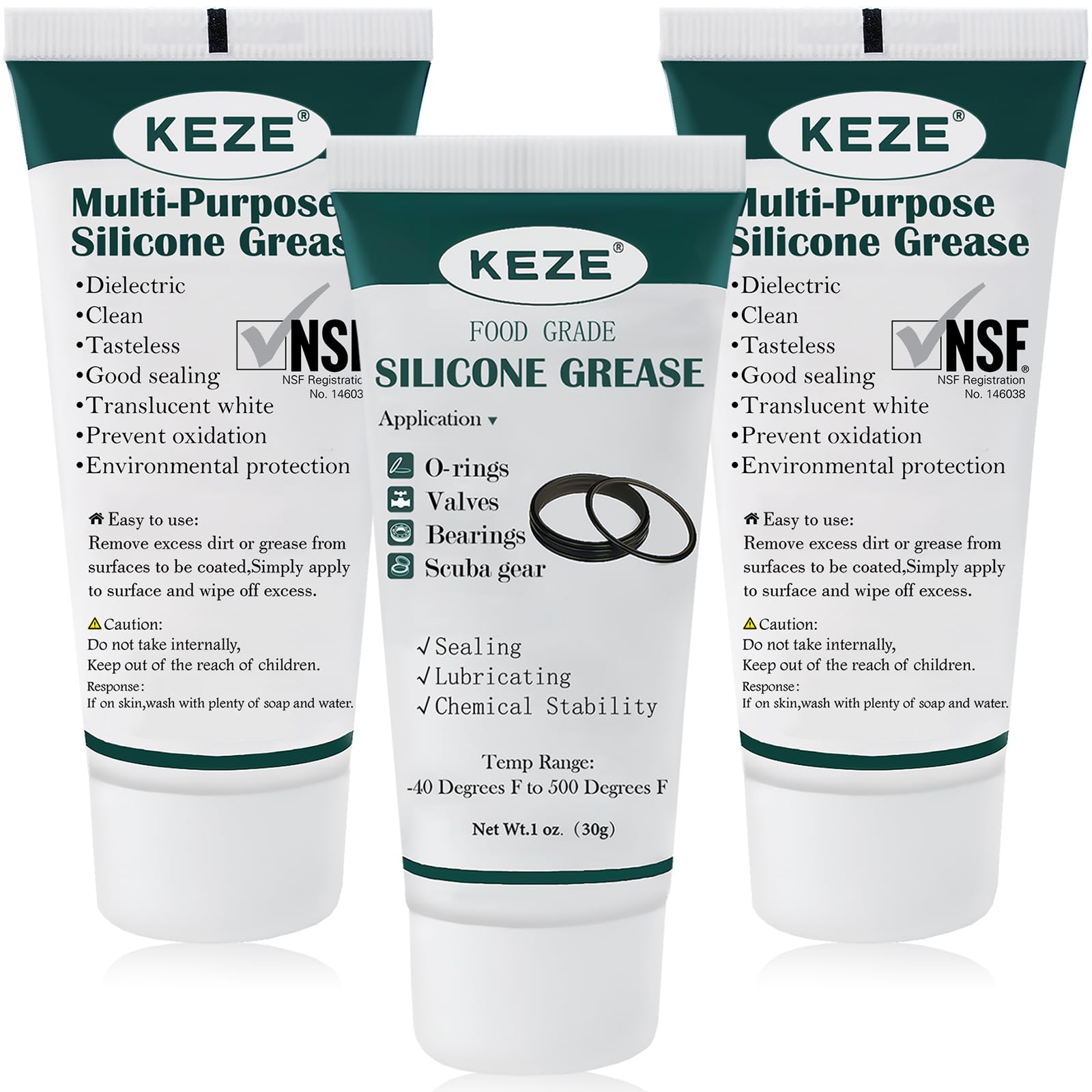 Photo 1 of *** only 2**** KEZE Silicone Grease Waterproof Food Grade Silicone Sealant Lubricant for Plumbers Valve Faucet O Rings 1 oz 3-Pack