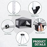 Bonnlo Pop Up Gazebo 3m x 3m with Detachable Sides Grey view 5