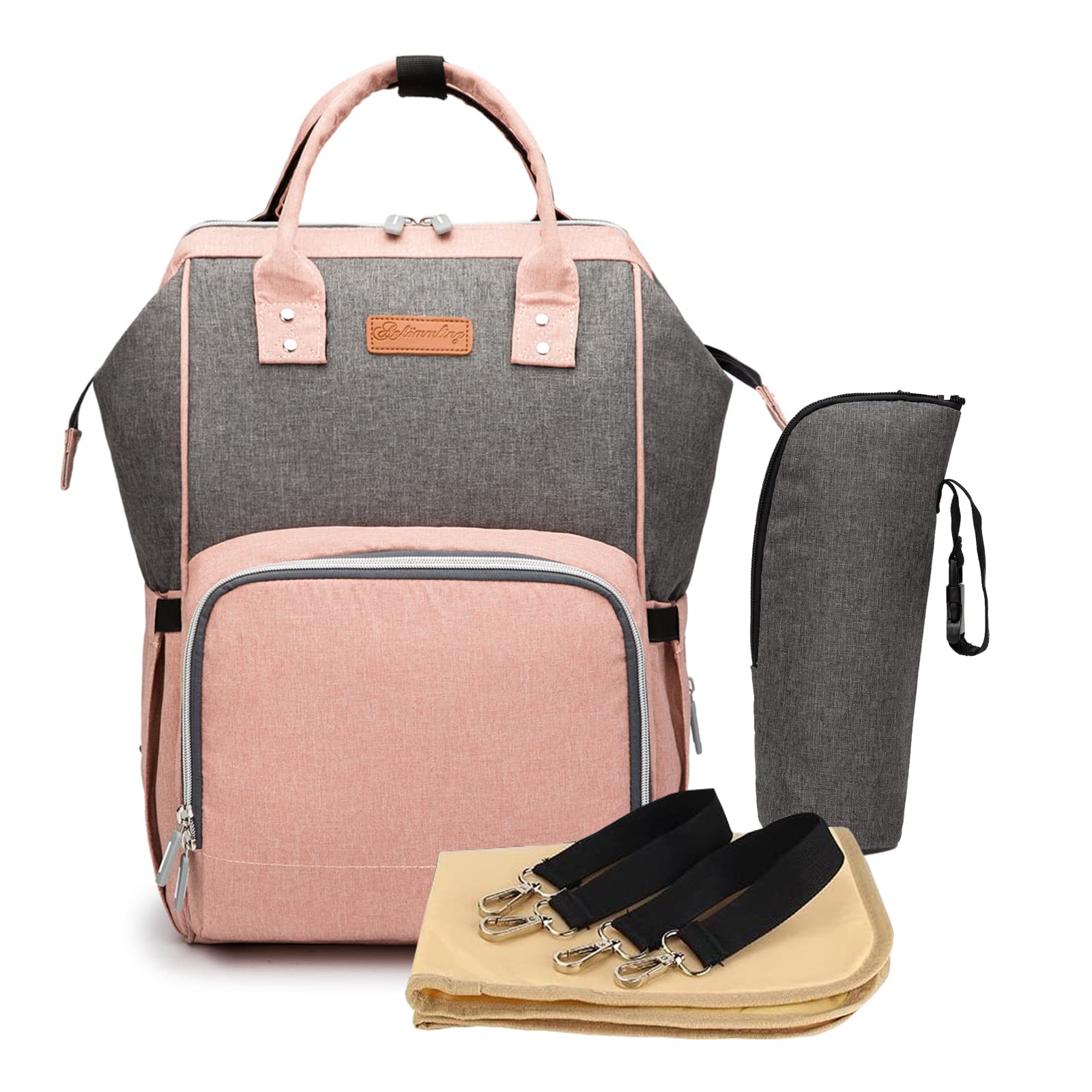 Ankommling Nappy Bag Large Capacity Multi-Function Diaper Bag Waterproof Travel Backpack Nappy Tote Bags for Baby Care Stylish and Durable with 3 Insulated Pockets Changing Mat Stroller Strap