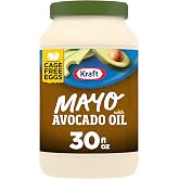 Kraft Mayonnaise, Mayo with Avocado Oil, 30 fl oz Jar | 45 Calories &amp; Omega-3 per Serving, Reduced Fat, Thick &amp; Creamy Mayo Made with Avocado Oil, Ideal on Sandwiches