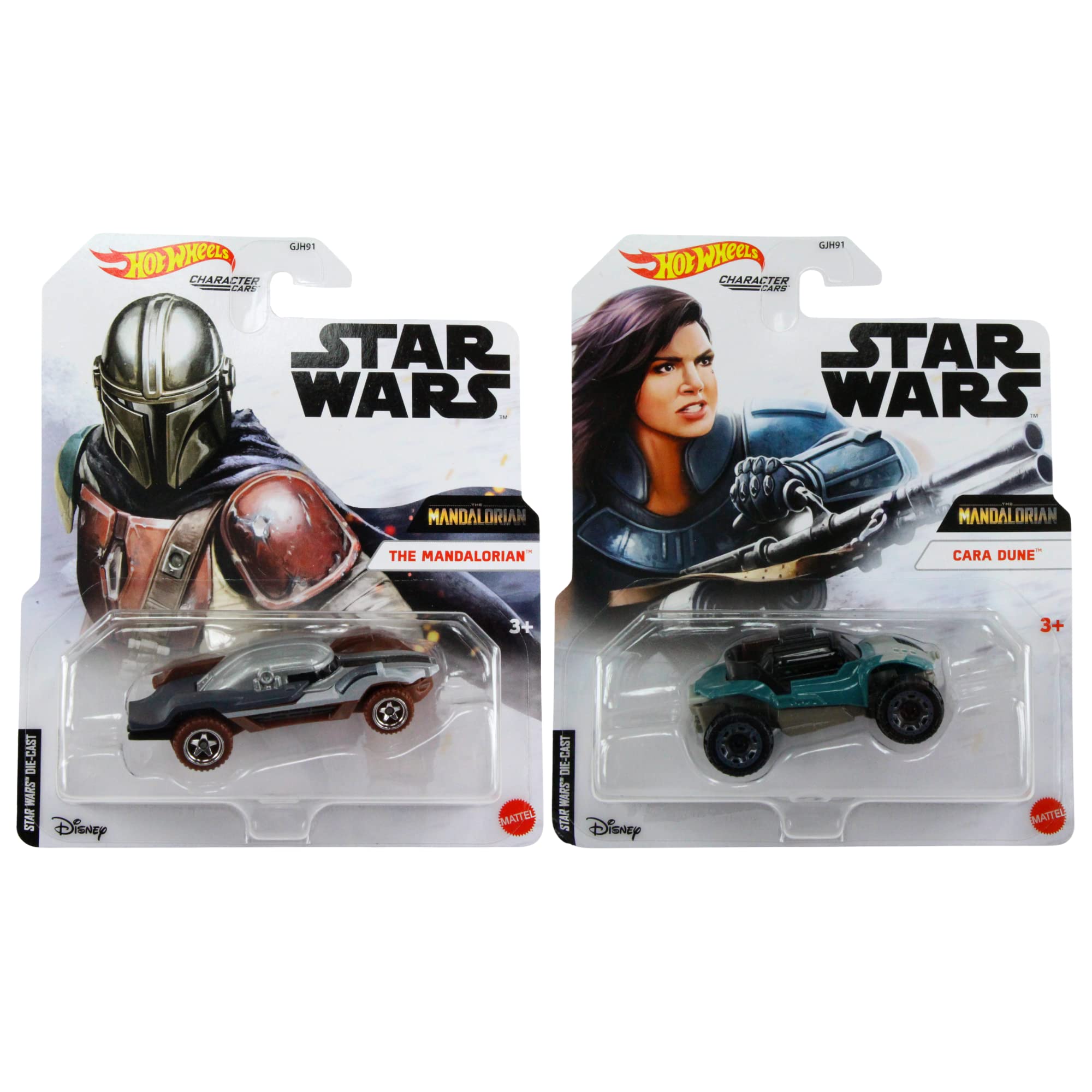 Hot Wheels Star Wars Character Cars 1:64 Scale Diecast - Mandalorian & Cara Dune - Twin Pack
